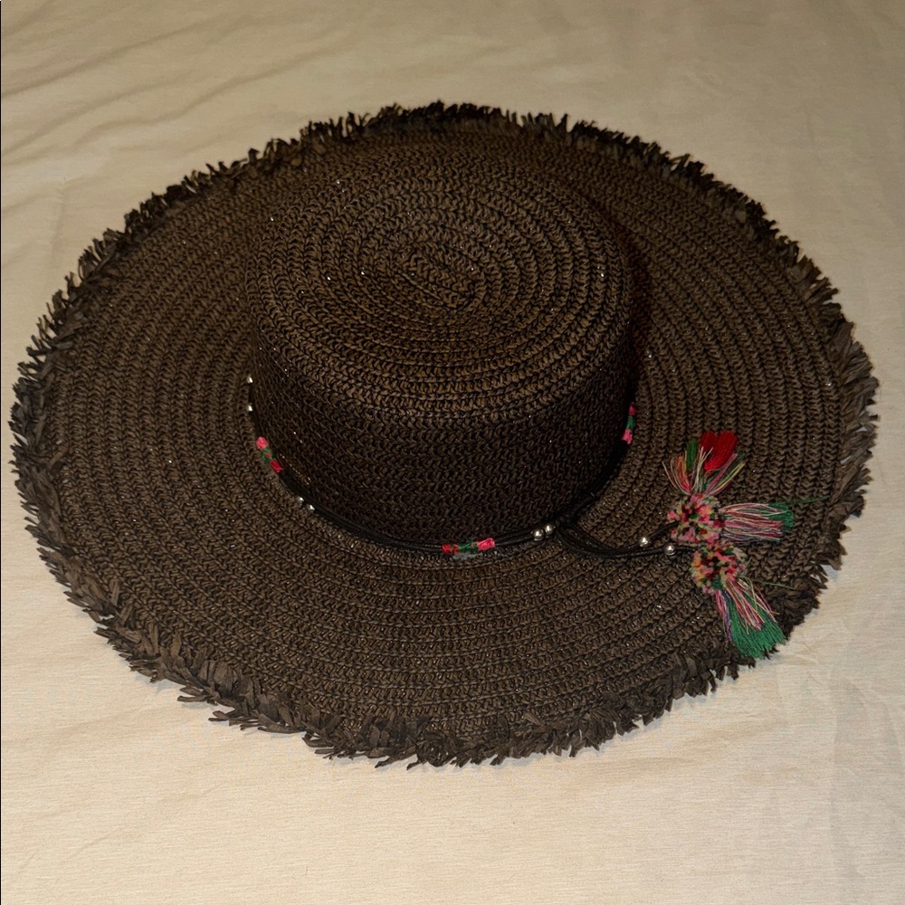 Steve Madden Brown Hat with Colorful Tassels OS - Picture 2 of 5